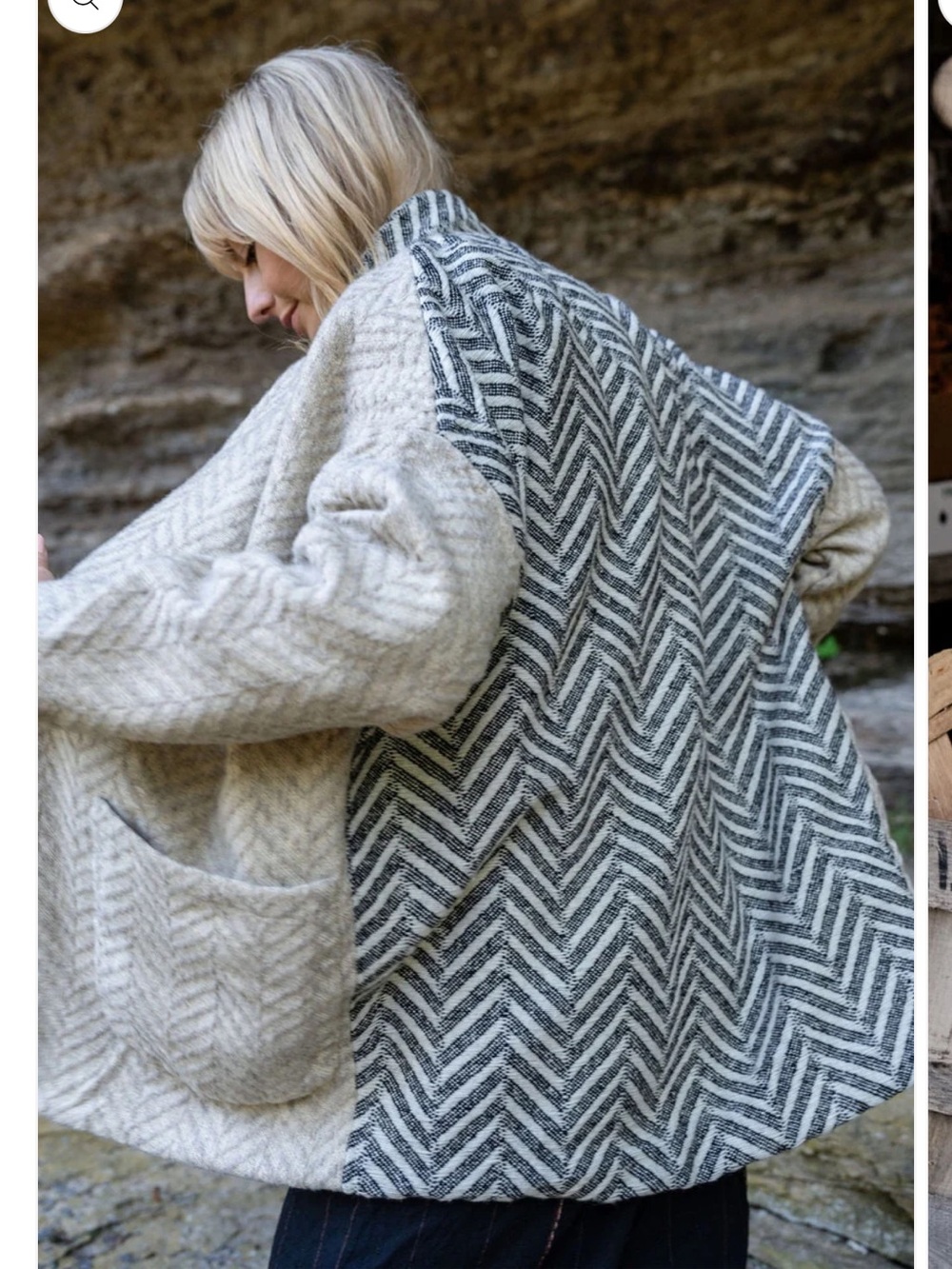 Portuguese Wool Pieper Coat in Neutral Mix-Match Herringbone - NWOT